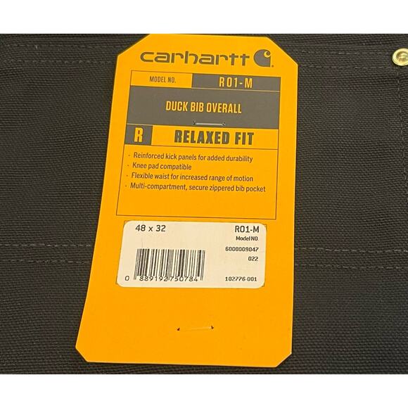CARHARTT R01 Size 48 x 32 Black Duck Canvas Men’s Bib Overalls 3XL NEW $109 NWT - Picture 2 of 2